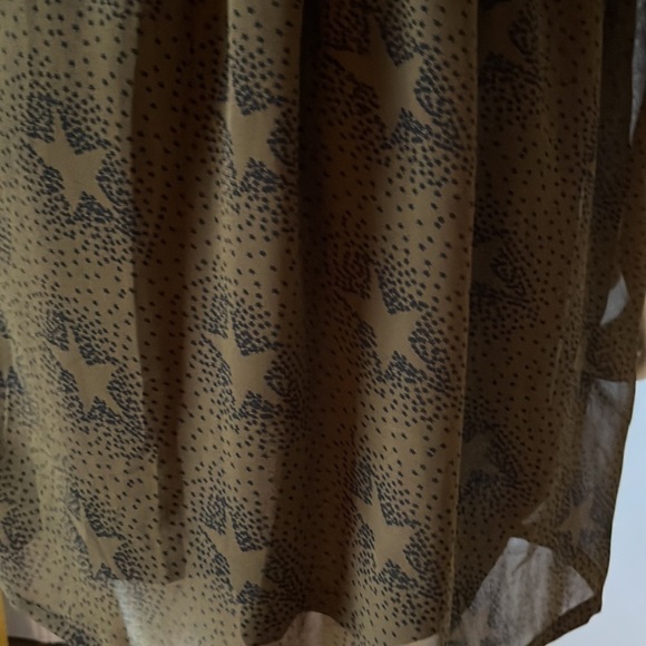 MISMASH Olive Green & Black Star Print Bohemian Drawstring Waist Dress M - Picture 7 of 12